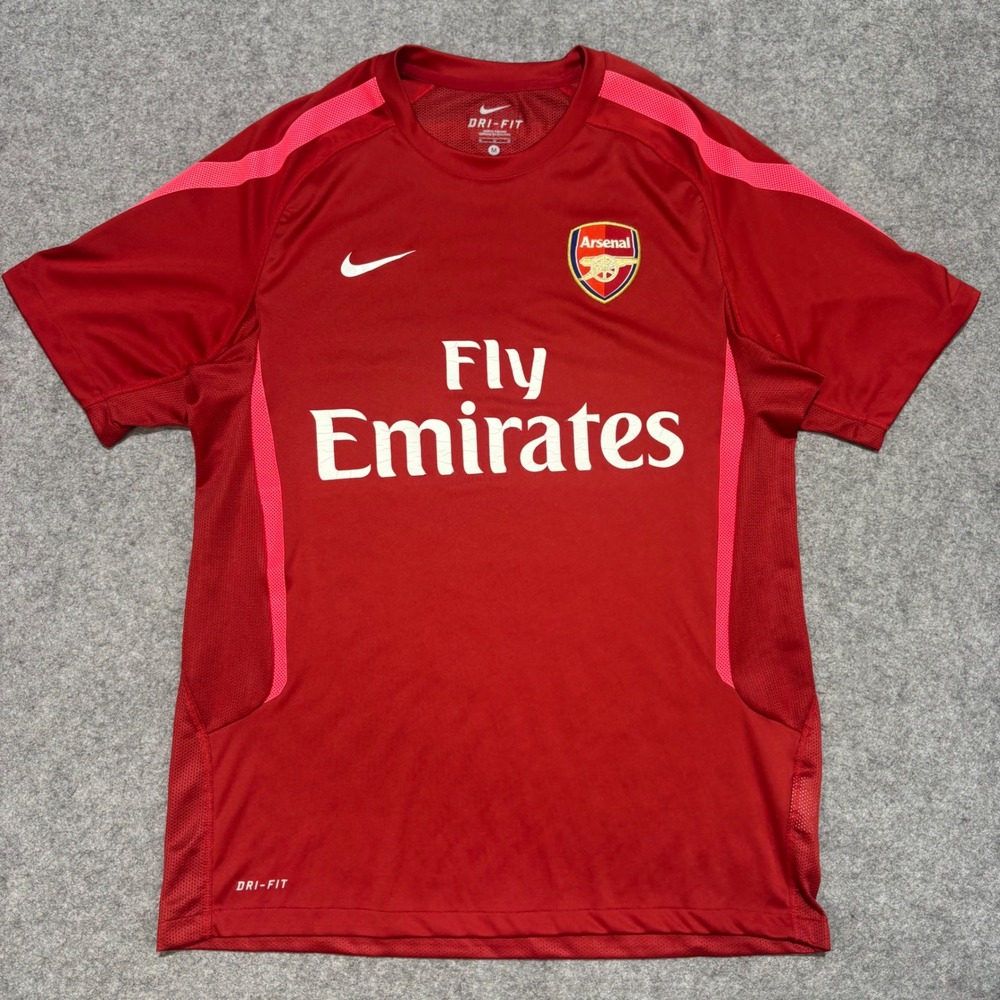 Nike Arsenal FC Training Jersey Red Pink Fly Emirates Dri-FIT Mens Medium 0850
